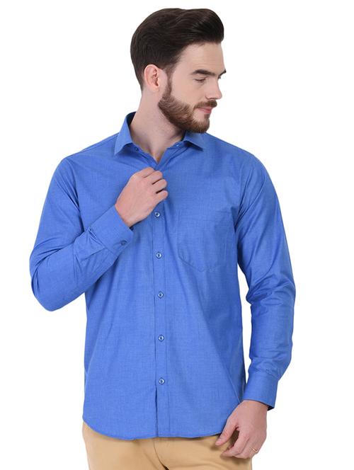 blue solid casual shirt - 16690907 - Very Small Image - 1