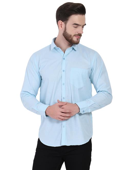 light blue solid casual shirt - 16690914 - Very Small Image - 1