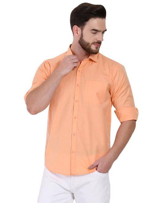 orange solid casual shirt - 16690919 - Very Small Image - 1