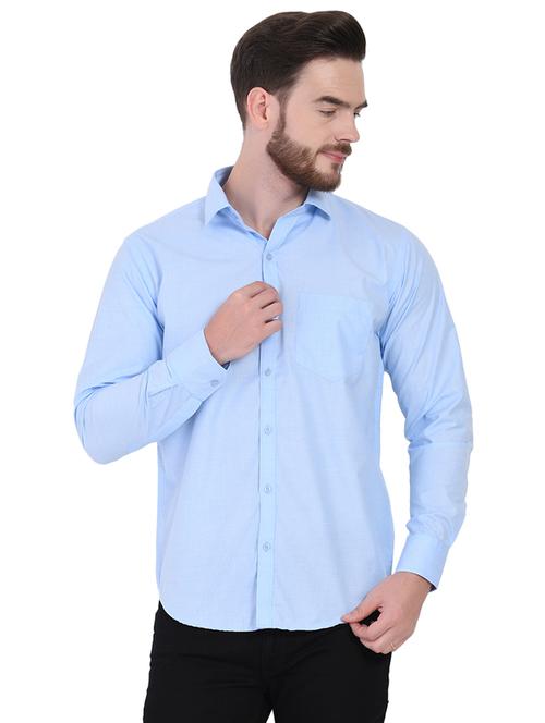 light blue solid casual shirt - 16690923 - Very Small Image - 1