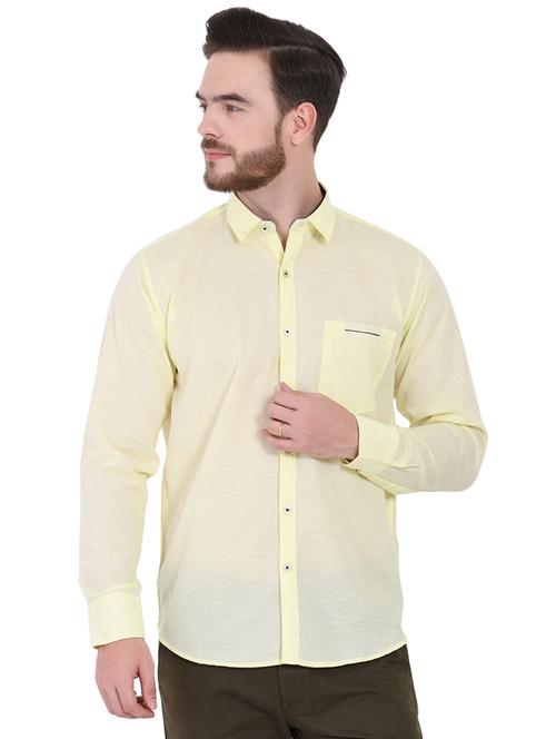 yellow solid casual shirt - 16690932 - Very Small Image - 1