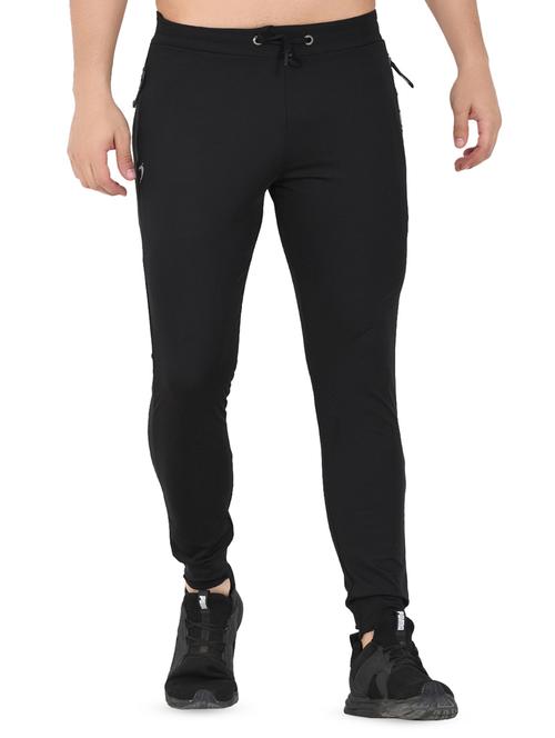black solid ankle length track pant - 16690994 - Very Small Image - 1