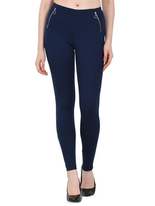 high rise zipper detail jeggings - 16691011 - Very Small Image - 1