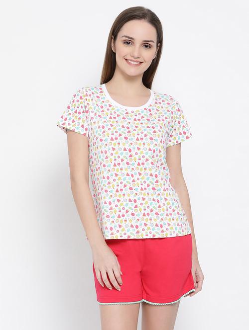 round neck quirky print shorts set - 16692699 - Very Small Image - 1