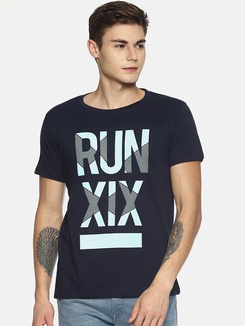 navy blue typographic front print t-shirt - 16693710 - Very Small Image - 1
