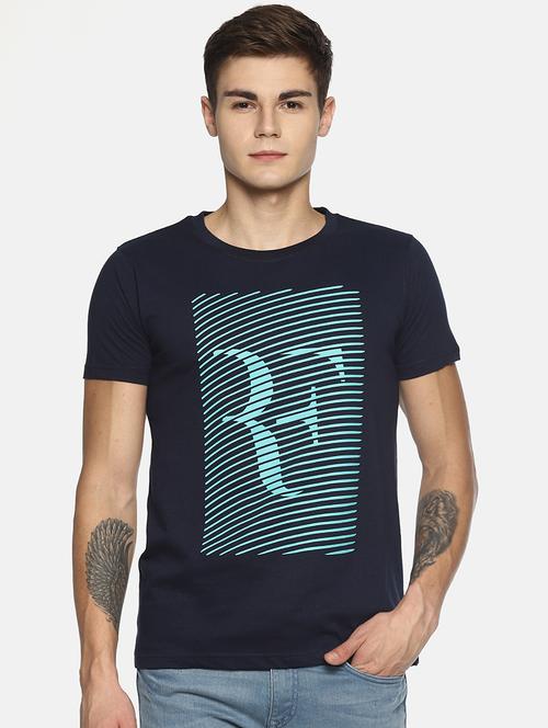 navy blue front print t-shirt - 16693712 - Very Small Image - 1