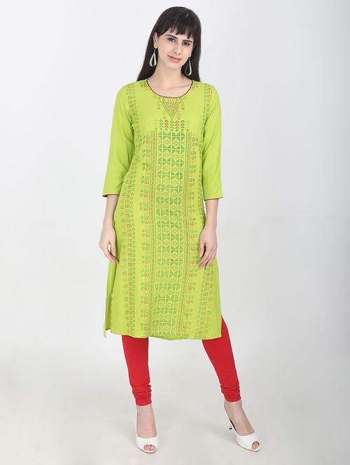 lime straight kurta - 16693870 - Very Small Image - 1