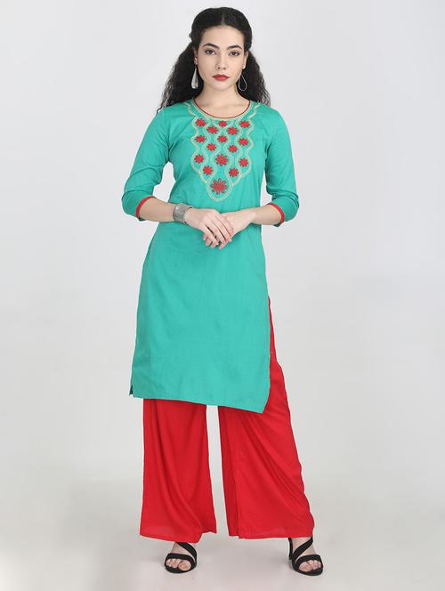embroidered straight kurta - 16693923 - Very Small Image - 1