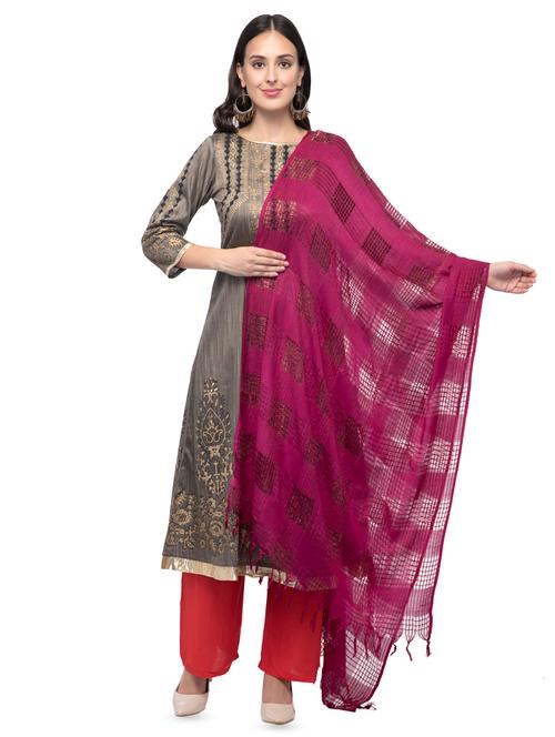 checks solid dupatta - 16694773 - Very Small Image - 1