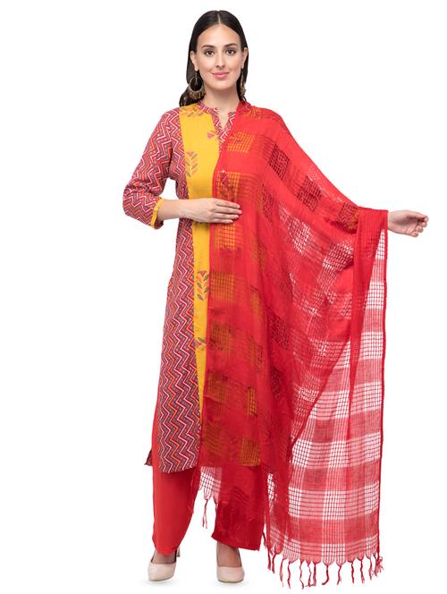 checkered plain dupatta - 16694781 - Very Small Image - 1