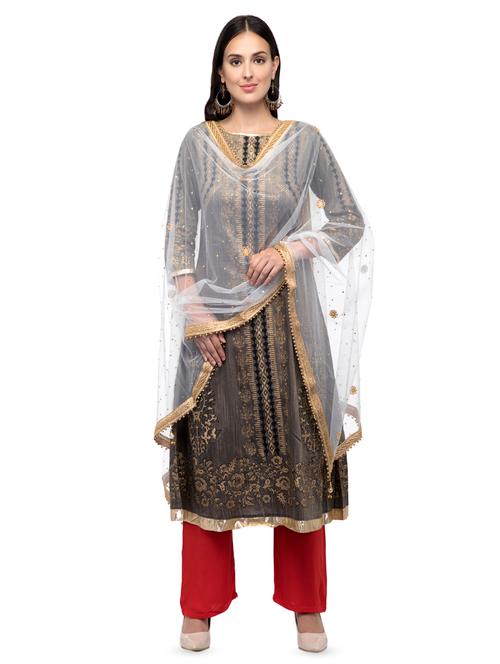 lace detail plain dupatta - 16694795 - Very Small Image - 1