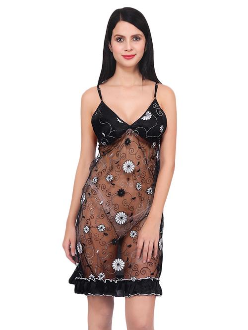 floral embroidered net babydoll - 16694988 - Very Small Image - 1