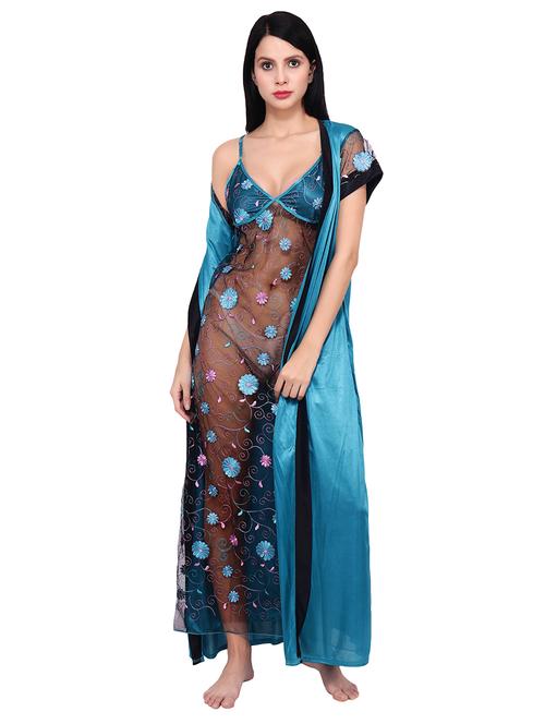 floral embroidered nightwear set - 16694995 - Very Small Image - 1