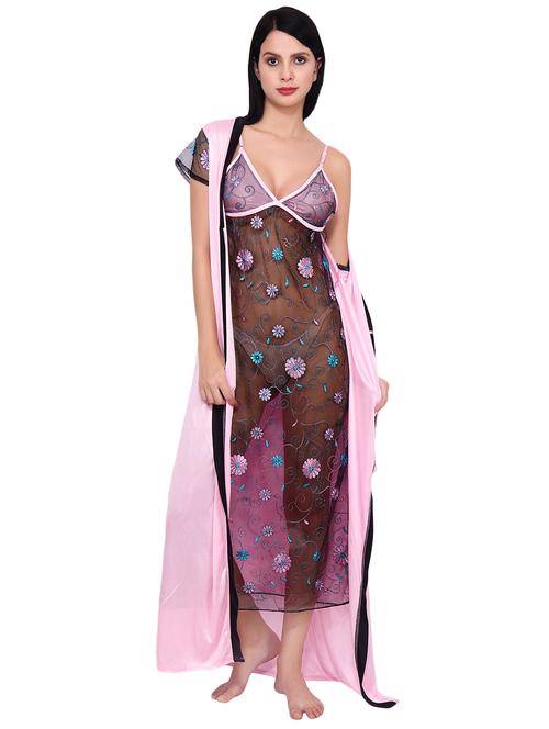 floral embroidered nightwear set - 16694996 - Very Small Image - 1