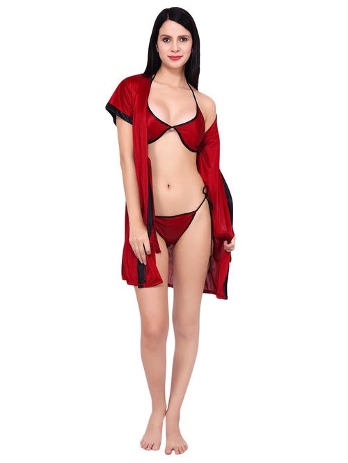 tie knot satin nightwear set - 16695040 - Very Small Image - 1