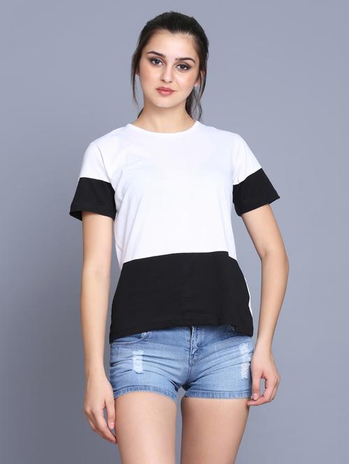color block round neck tee - 16695328 - Very Small Image - 1