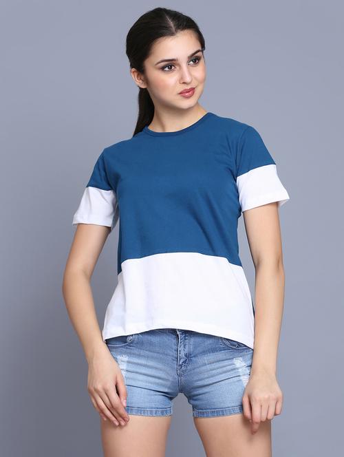 color block round neck tee - 16695330 - Very Small Image - 1