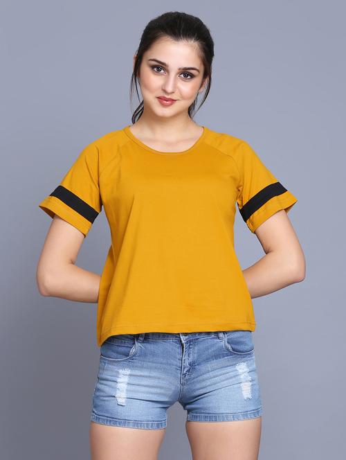 contrast detail round neck tee - 16695335 - Very Small Image - 1