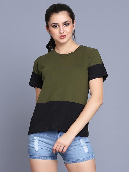 color block round neck tee - 16695343 - Very Small Image - 1