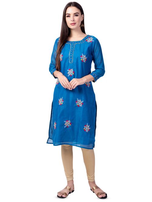 embroidered straight kurta - 16695478 - Very Small Image - 1