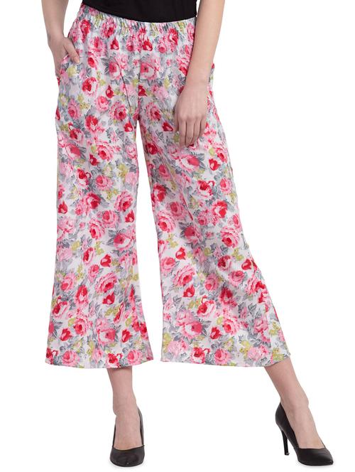 high rise pocket detail floral palazzo - 16695599 - Very Small Image - 1