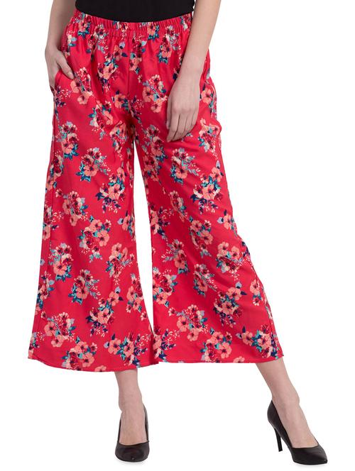 high rise pocket detail floral palazzo - 16695600 - Very Small Image - 1
