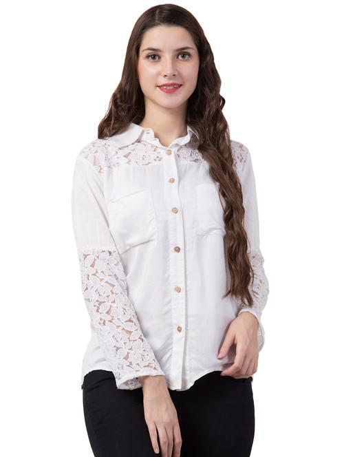 floral lace scallop hem top - 16695615 - Very Small Image - 1