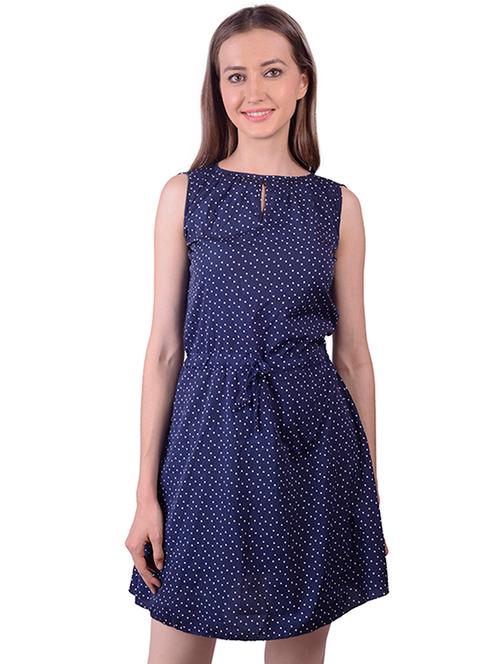 tie front polka dot a-line dress - 16695751 - Very Small Image - 1