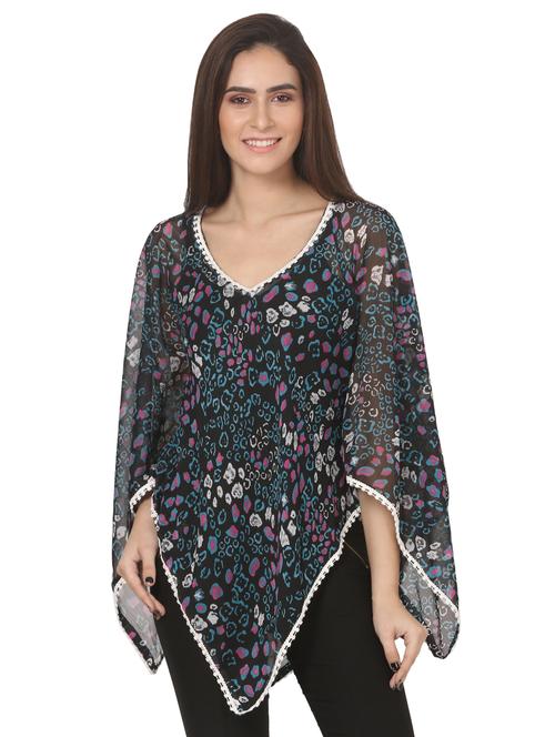 v neck floral lace detail poncho - 16695758 - Very Small Image - 1
