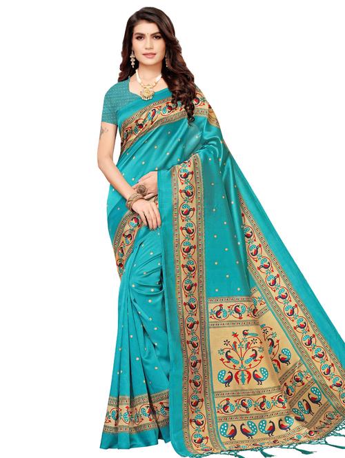 conversational printed bordered saree with blouse - 16695851 - Very Small Image - 1