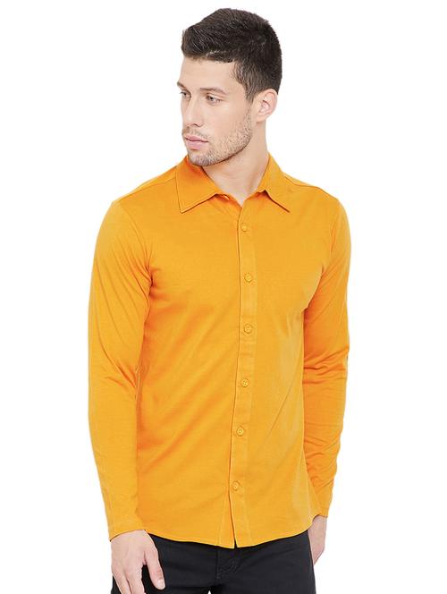orange solid casual shirt - 16695985 - Very Small Image - 1