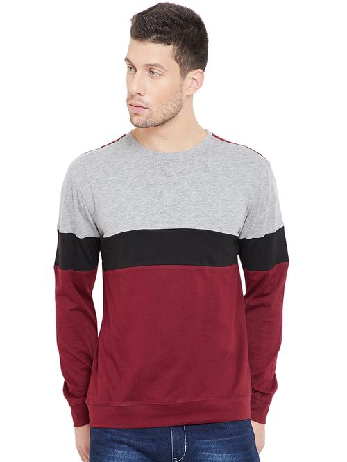maroon color block sweatshirt - 16696092 - Very Small Image - 1