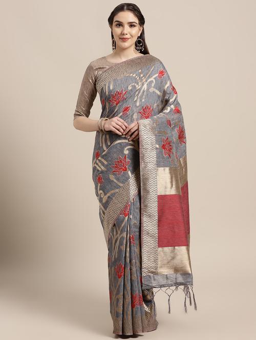 floarl printed saree with blouse - 16696185 - Very Small Image - 1