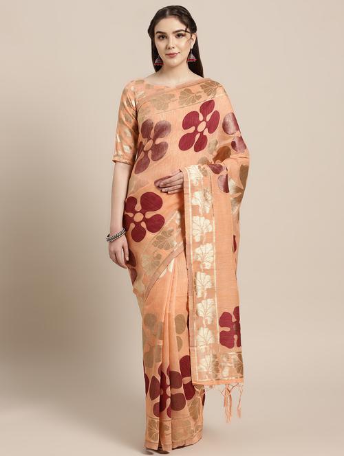 floral printed saree with blouse - 16696190 - Very Small Image - 1