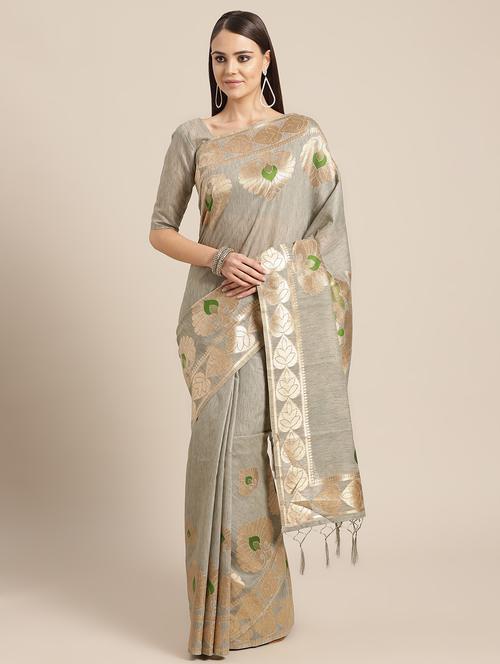 printed woven saree with blouse - 16696192 - Very Small Image - 1