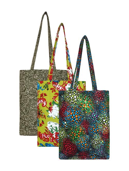 multi colored canvas combo shopping bag - 16696263 - Very Small Image - 1