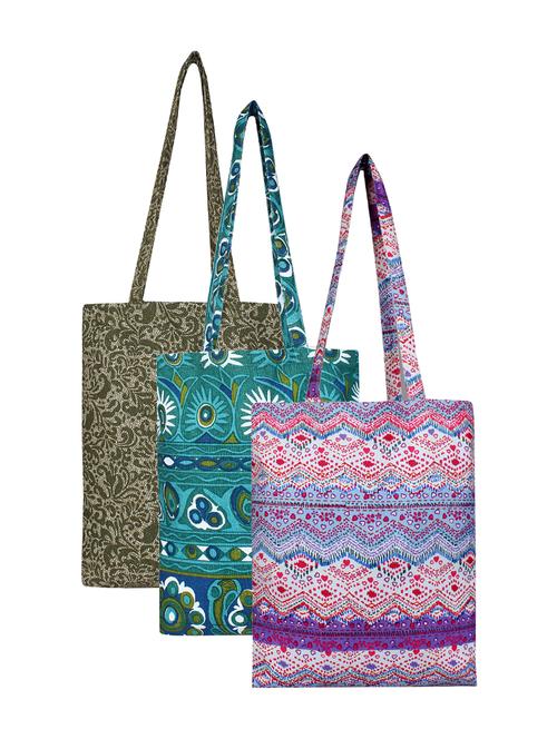 multi colored canvas combo shopping bag - 16696268 - Very Small Image - 1
