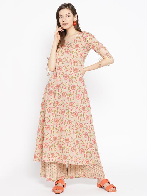 floral printed kurta palazzo set - 16696292 - Very Small Image - 1