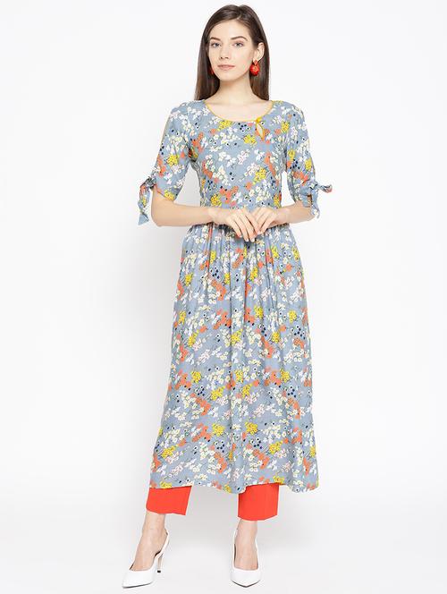floral printed flared kurta - 16696298 - Very Small Image - 1