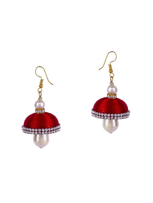 red cotton jhumka earring - 16697536 - Very Small Image - 1