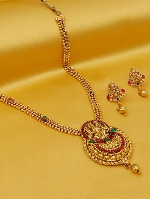 red gold plated necklaces and earring - 16697773 - Very Small Image - 1
