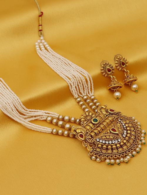 red gold plated necklaces and earring - 16697789 - Very Small Image - 1
