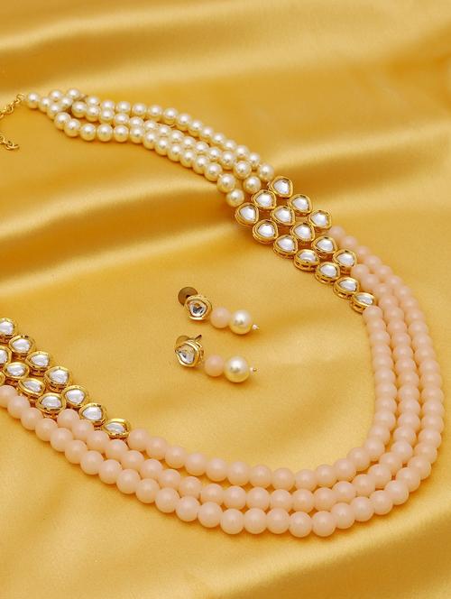 pink gold plated necklaces and earring - 16697792 - Very Small Image - 1
