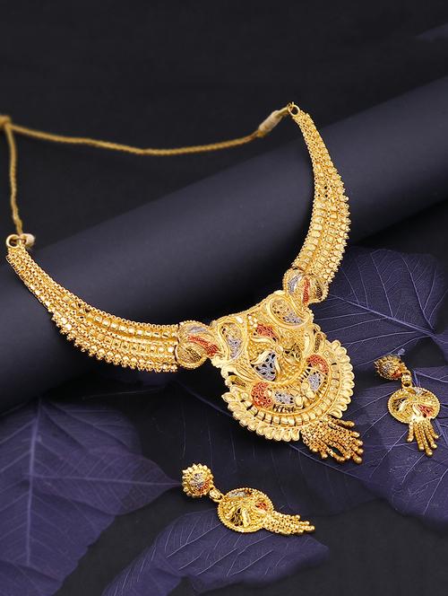 multi colored gold plated necklaces and earring - 16697856 - Very Small Image - 1