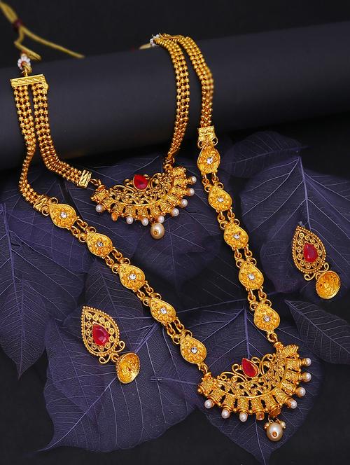 pink gold plated necklaces and earring - 16697862 - Very Small Image - 1