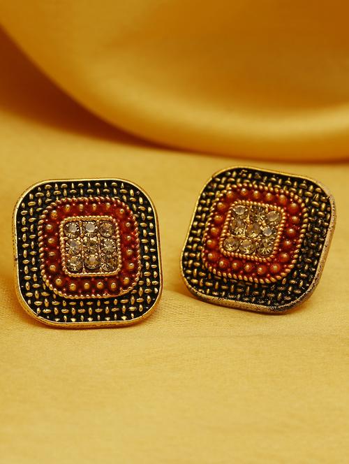 red gold plated studs earring - 16697914 - Very Small Image - 1