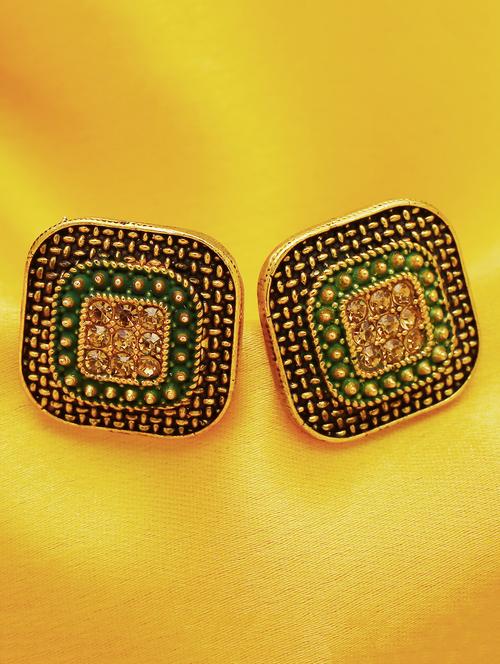 green gold plated studs earring - 16697929 - Very Small Image - 1