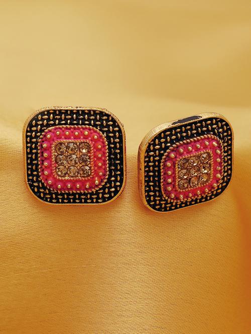 pink gold plated studs earring - 16697930 - Very Small Image - 1