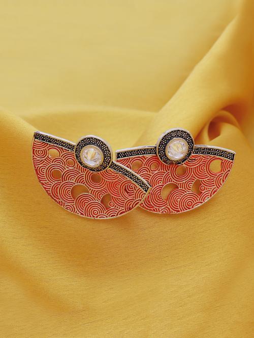 pink silver plated studs earring - 16697958 - Very Small Image - 1