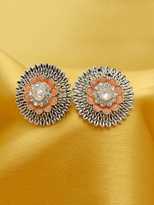 pink silver plated studs earring - 16697964 - Very Small Image - 1
